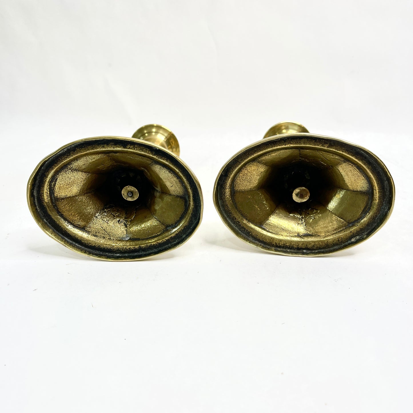 Vintage Brass Oval Candlesticks