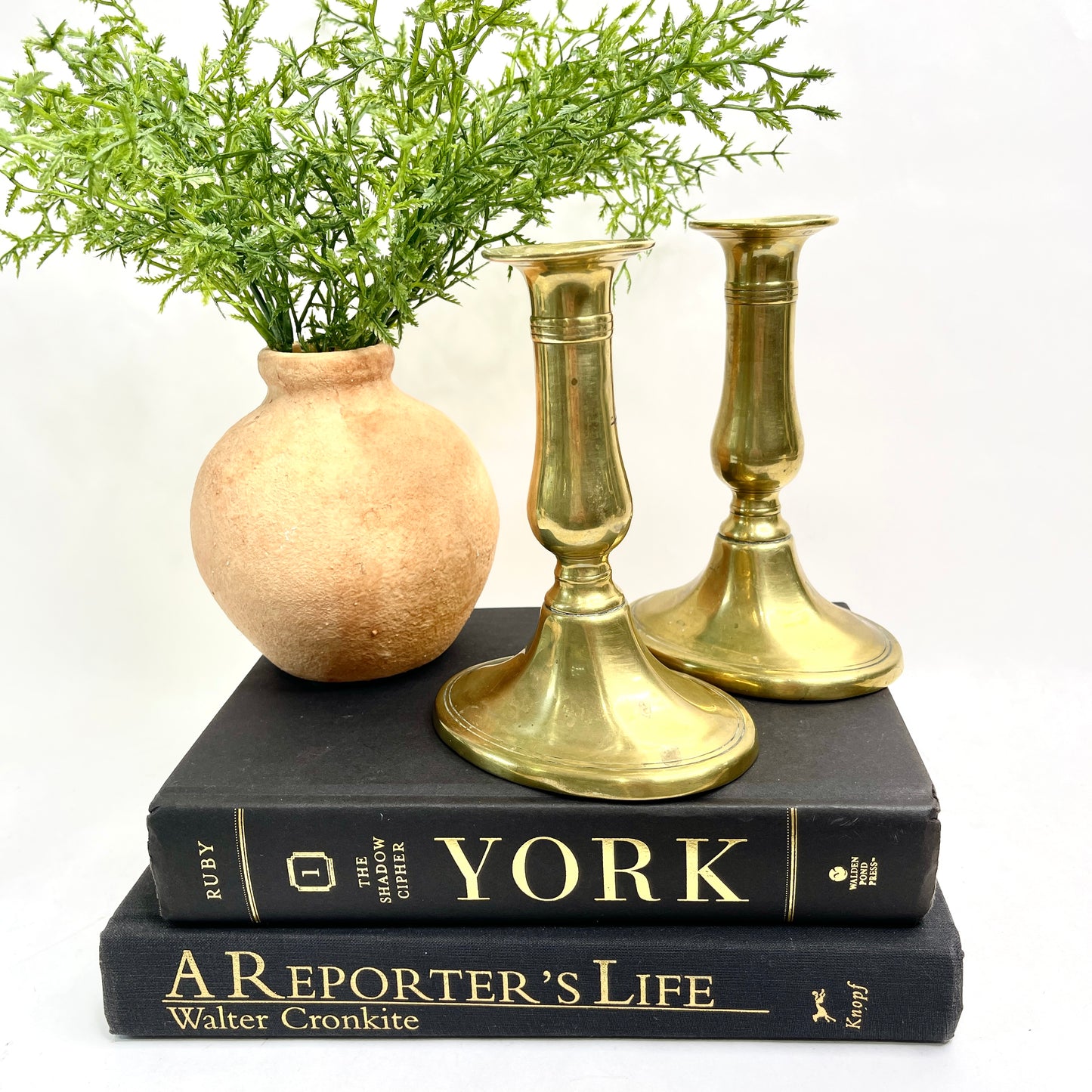 Vintage Brass Oval Candlesticks