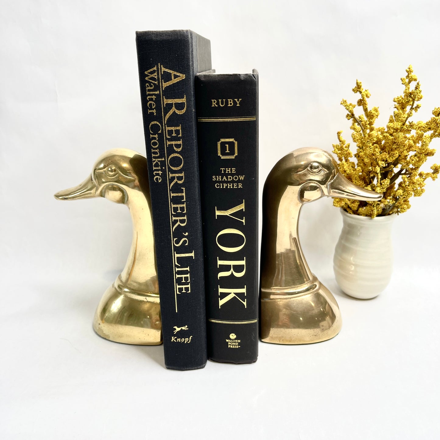 Vintage Brass Duck Bookends