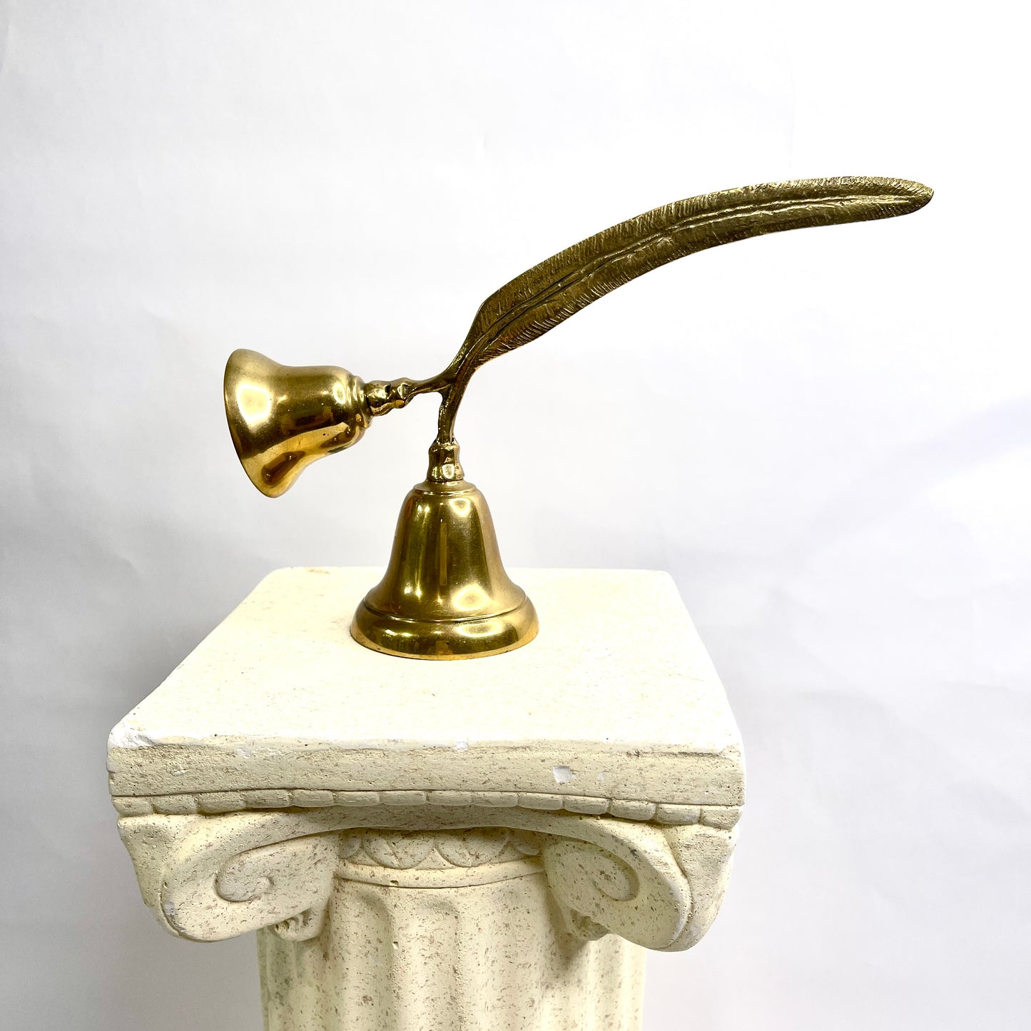 Vintage Brass Bell - Double Feather Handle