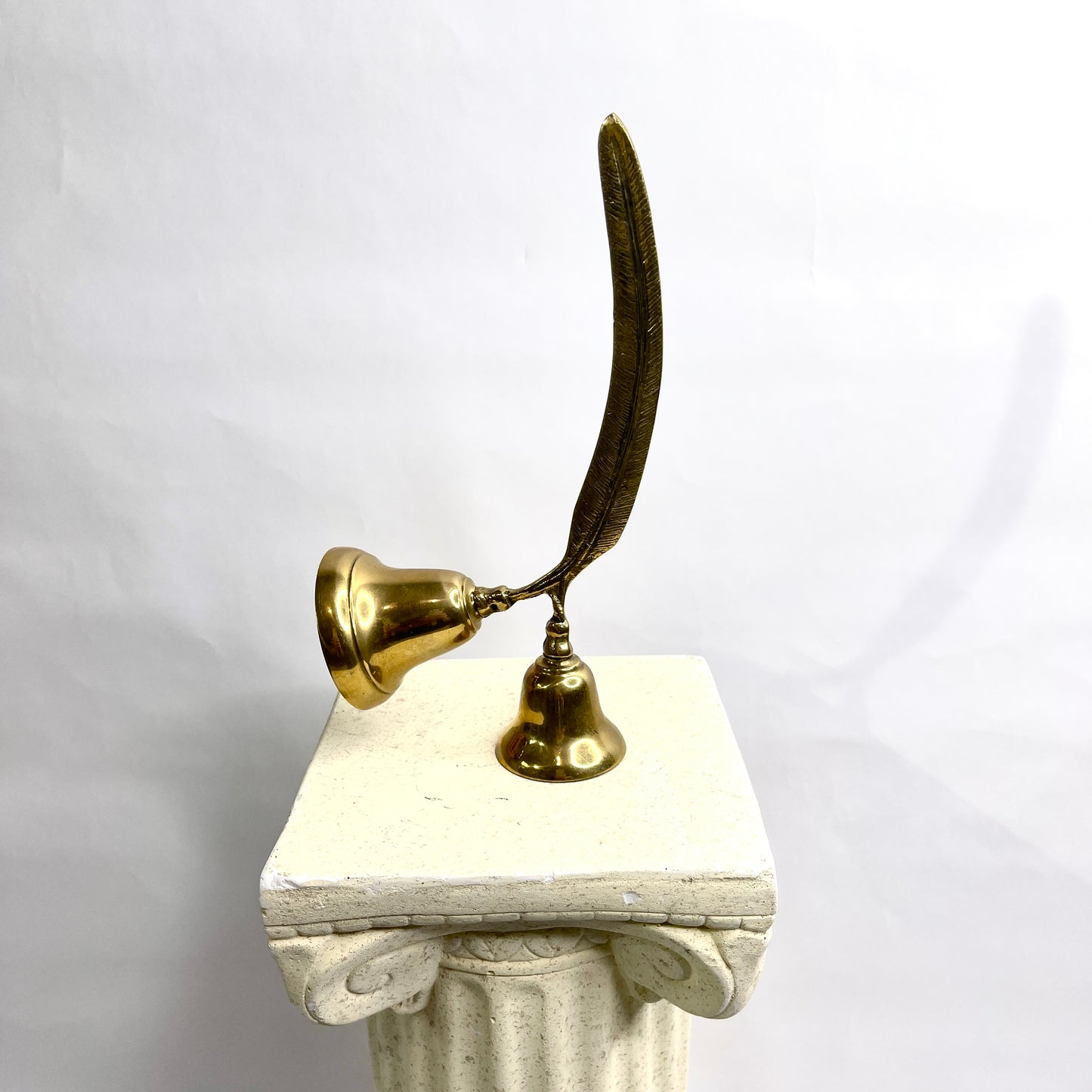 Vintage Brass Bell - Double Feather Handle