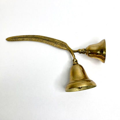 Vintage Brass Bell - Double Feather Handle