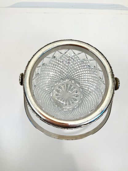 Crystal Ice Bucket with Silverplate Rim & Handle
