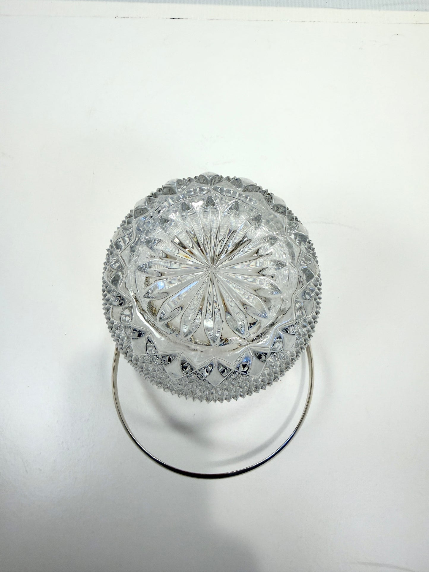 Crystal Ice Bucket with Silverplate Rim & Handle