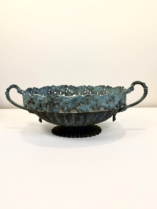 Vintage Oval Verdigris Bowl