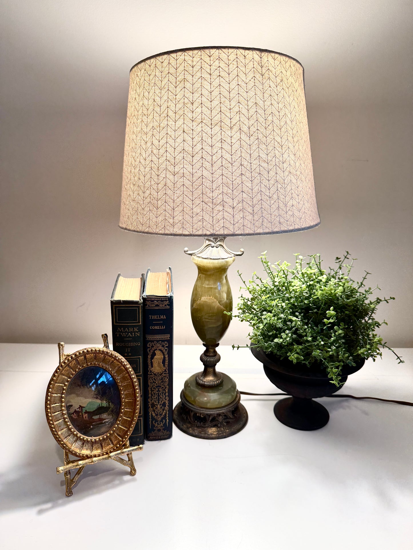 Vintage Green Onyx Lamp