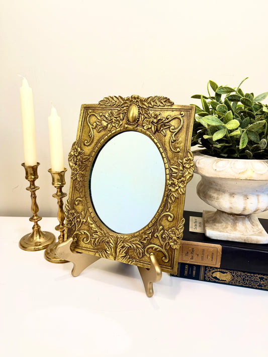 Vintage Gilt Rectangle and Oval Mirror