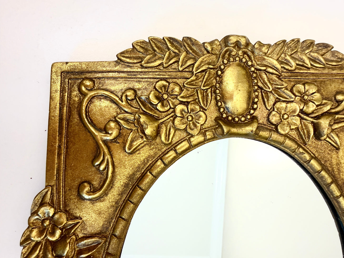Vintage Gilt Rectangle and Oval Mirror