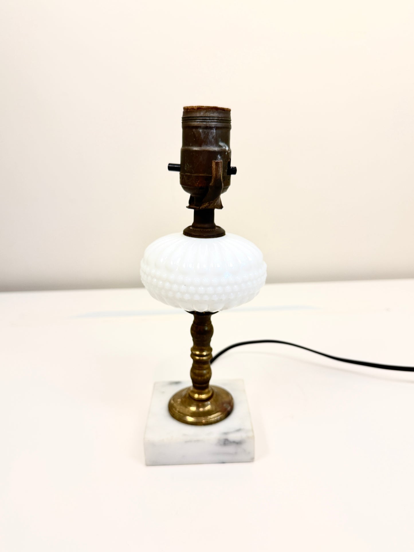 Vintage Hobnail and Brass Lamp
