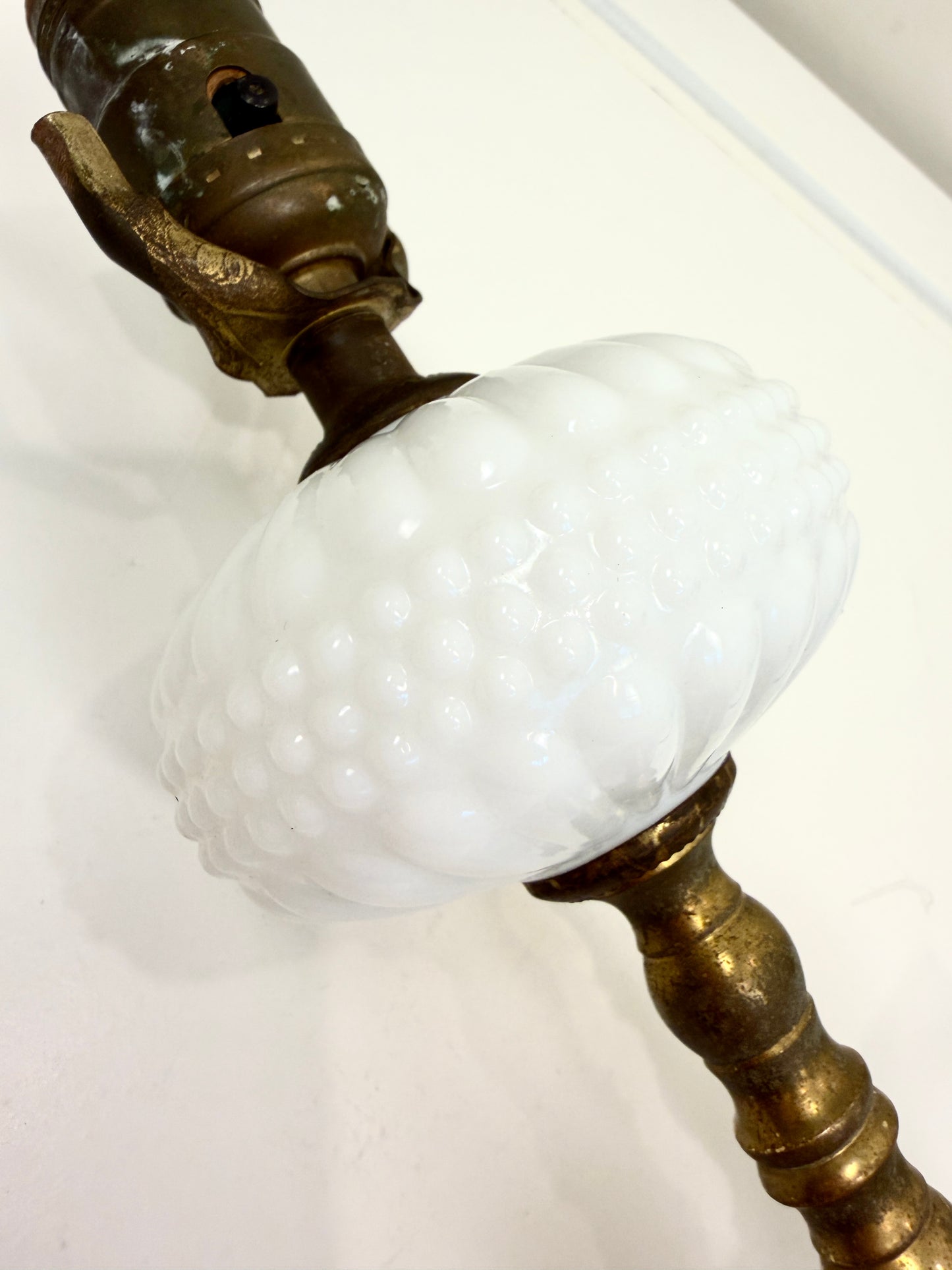 Vintage Hobnail and Brass Lamp