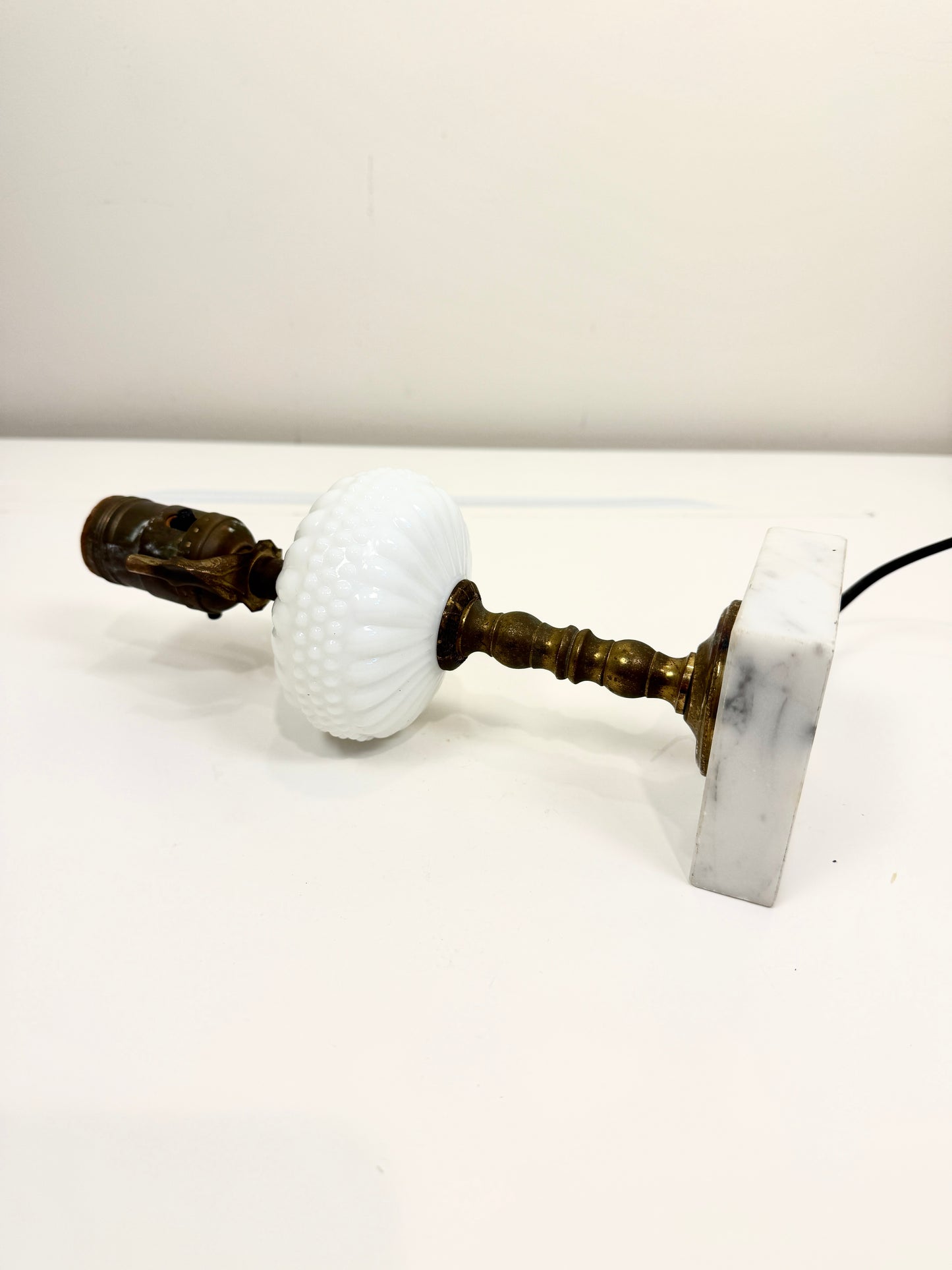 Vintage Hobnail and Brass Lamp