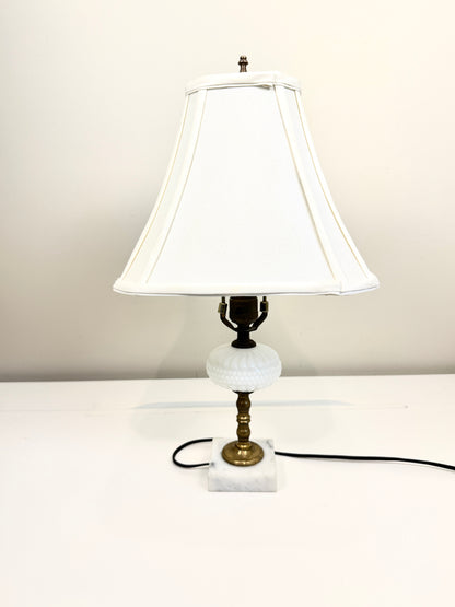 Vintage Hobnail and Brass Lamp