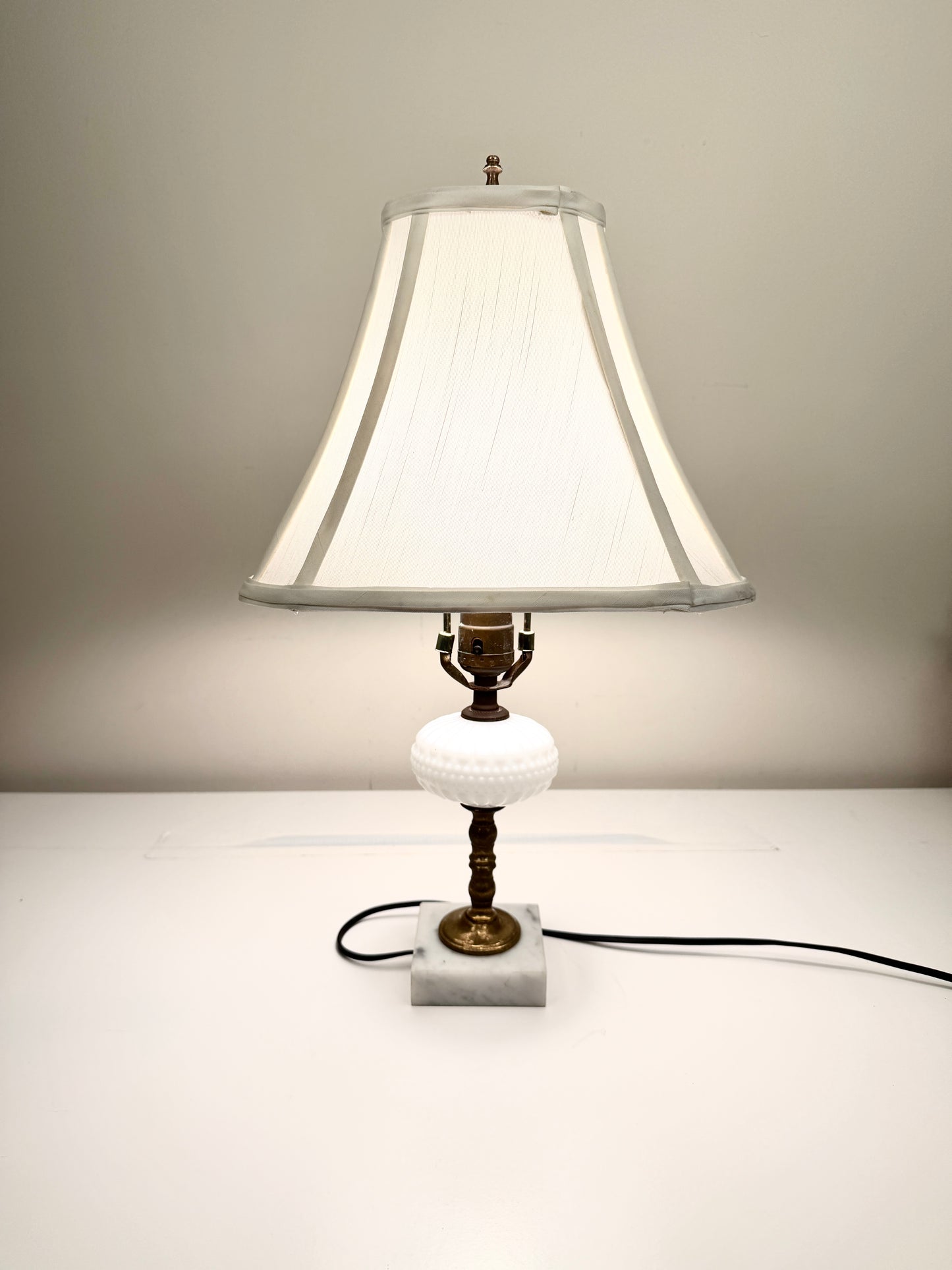 Vintage Hobnail and Brass Lamp