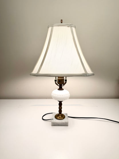 Vintage Hobnail and Brass Lamp
