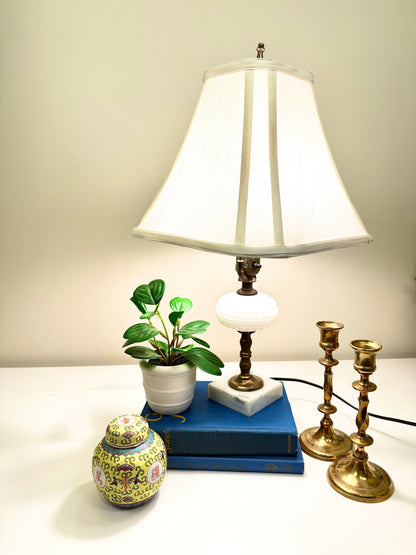 Vintage Hobnail and Brass Lamp