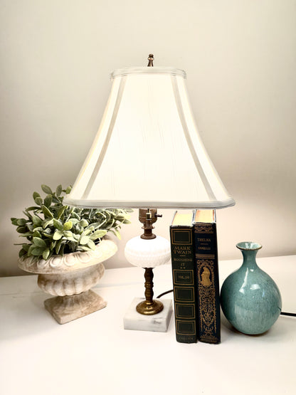 Vintage Hobnail and Brass Lamp