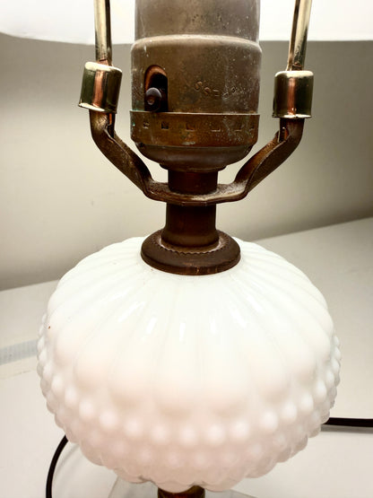 Vintage Hobnail and Brass Lamp