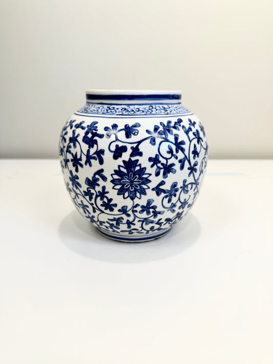 Vintage Blue and White Chinoiserie Vase