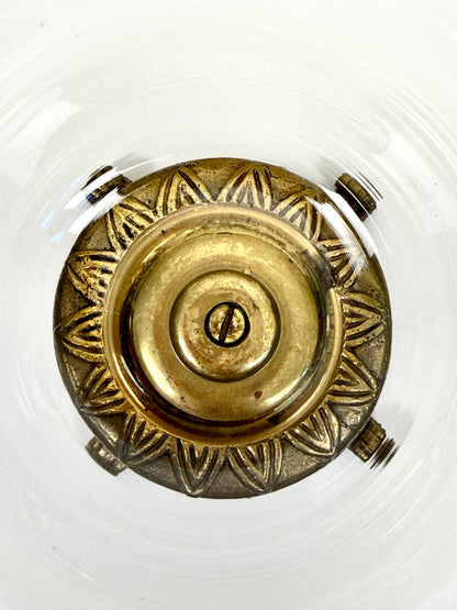 Vintage Glass Bowl on Ornate Brass Stand