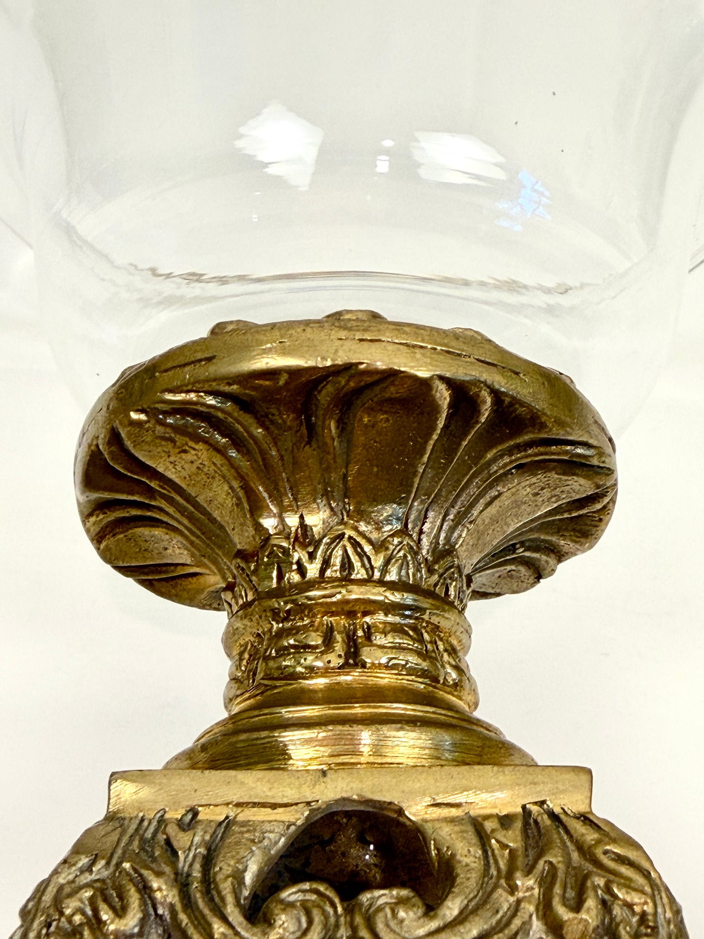 Vintage Glass Bowl on Ornate Brass Stand