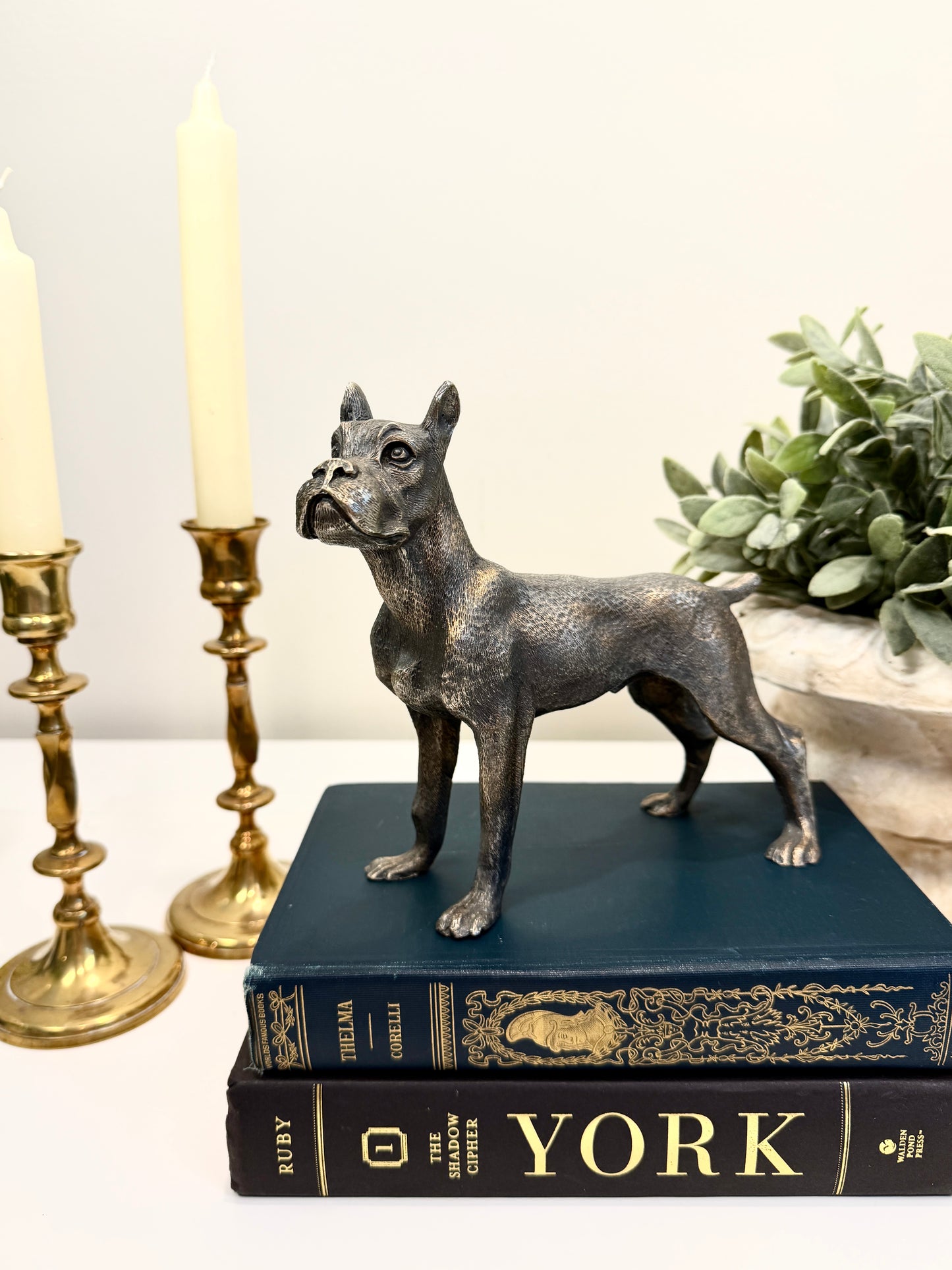 Vintage Metal Boxer Dog - Made in Italy