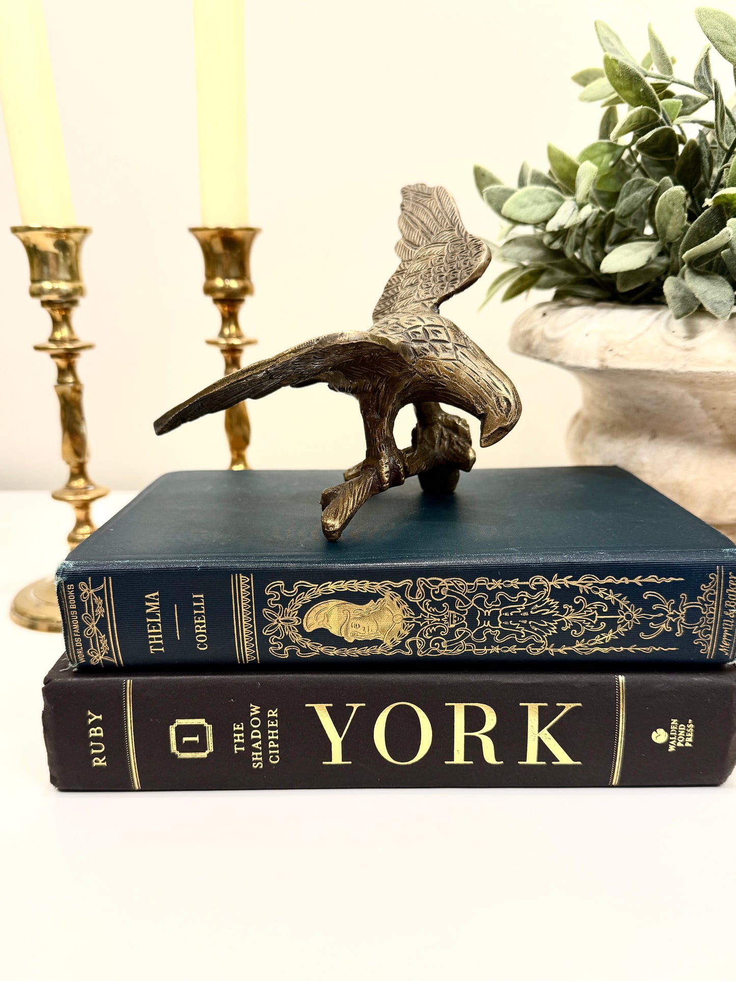 Vintage Brass Eagle on Branch