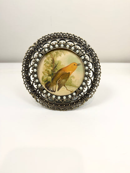 Vintage Picture Frame with Bird Illustration