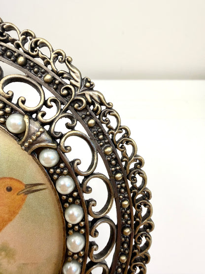 Vintage Picture Frame with Bird Illustration
