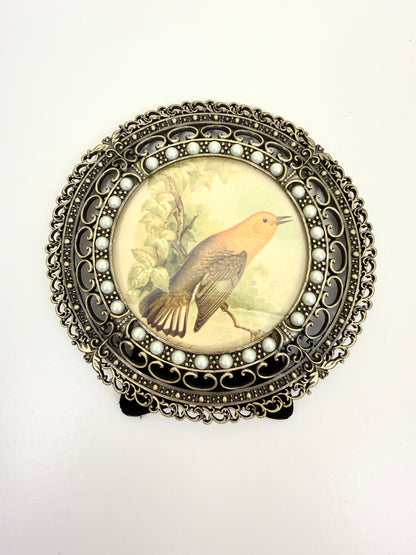 Vintage Picture Frame with Bird Illustration