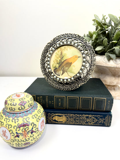 Vintage Picture Frame with Bird Illustration