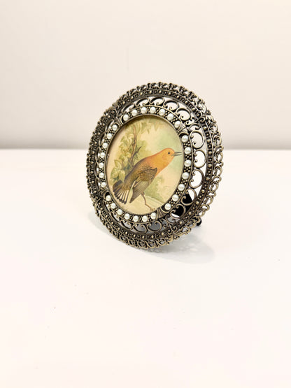 Vintage Picture Frame with Bird Illustration