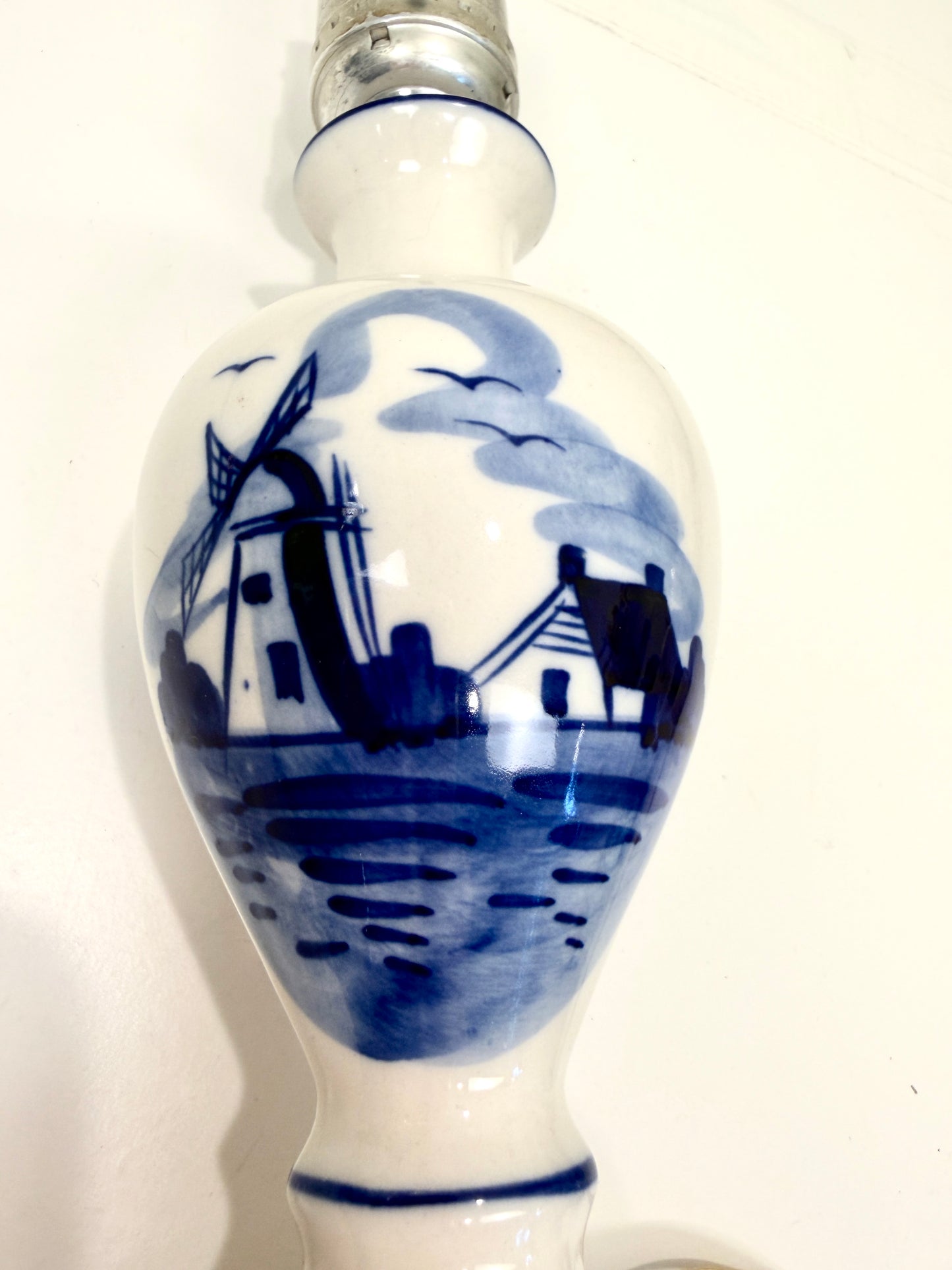 Blue and White Vintage Delft Lamp