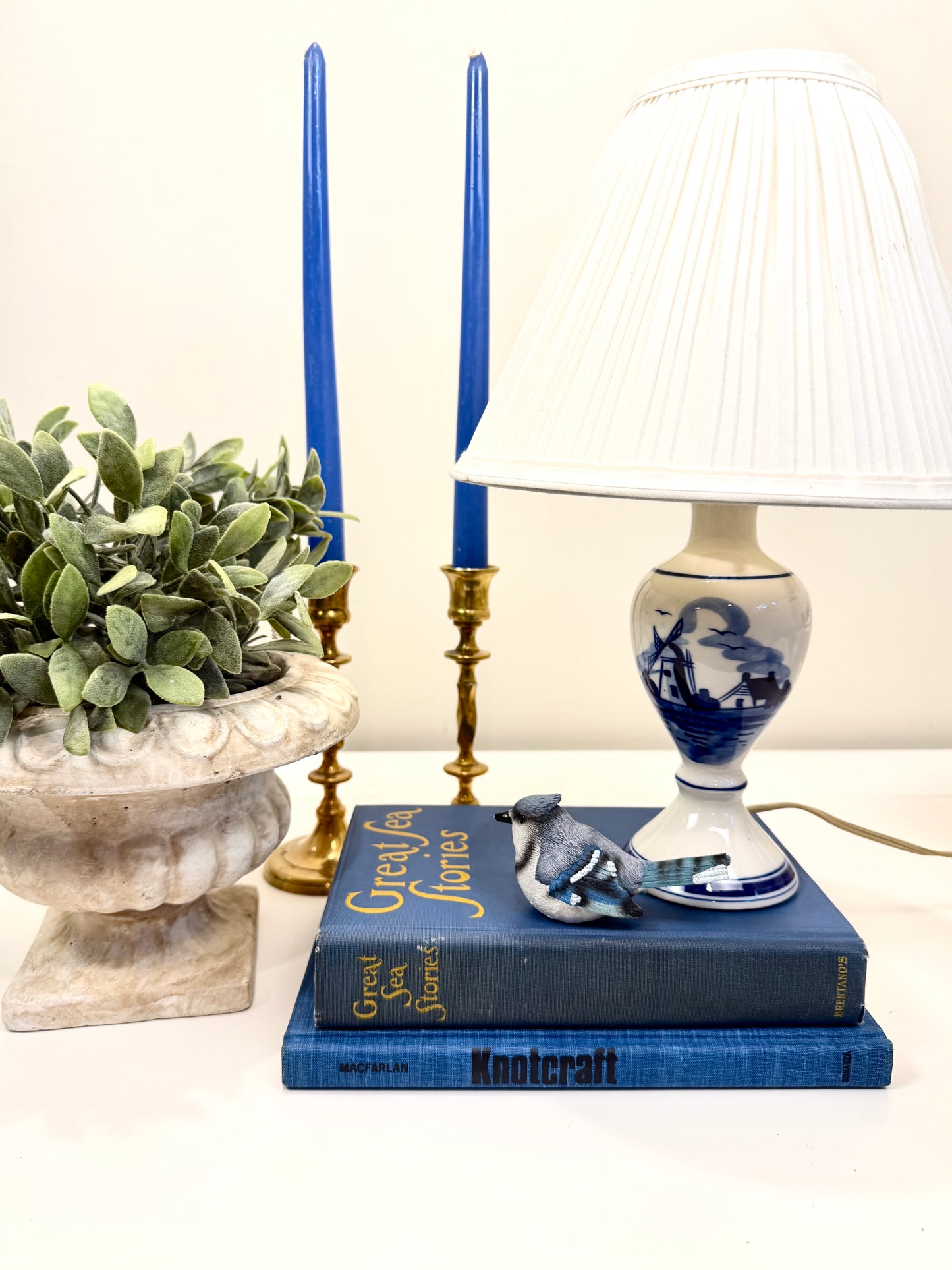 Blue and White Vintage Delft Lamp