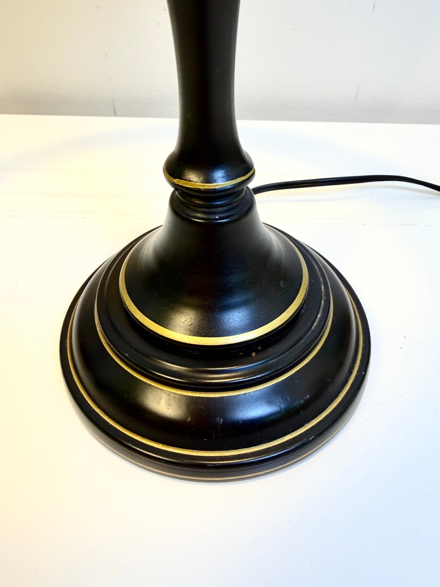 Vintage Tole Lamp: Black and Gold Metal