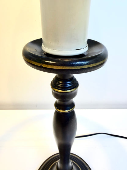 Vintage Tole Lamp: Black and Gold Metal