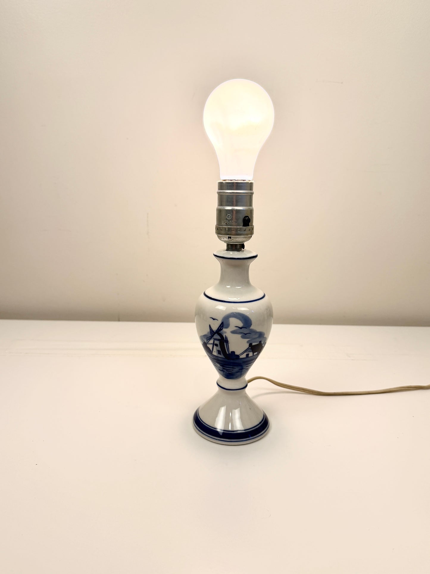 Blue and White Vintage Delft Lamp