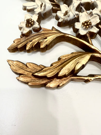 Vintage Syroco Gold Flowering Branch