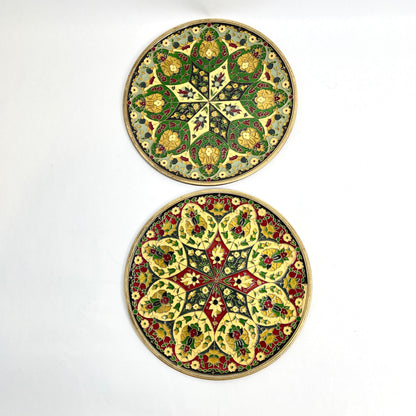 Vintage Cloisonne Brass Plates