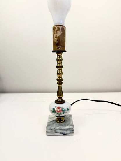 Vintage Lamp on Brass Column with Marble Base