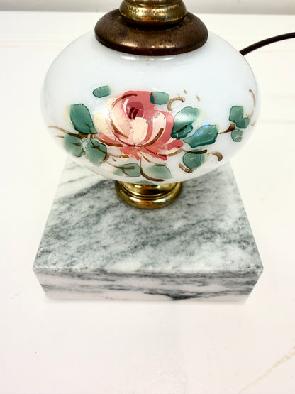 Vintage Lamp on Brass Column with Marble Base