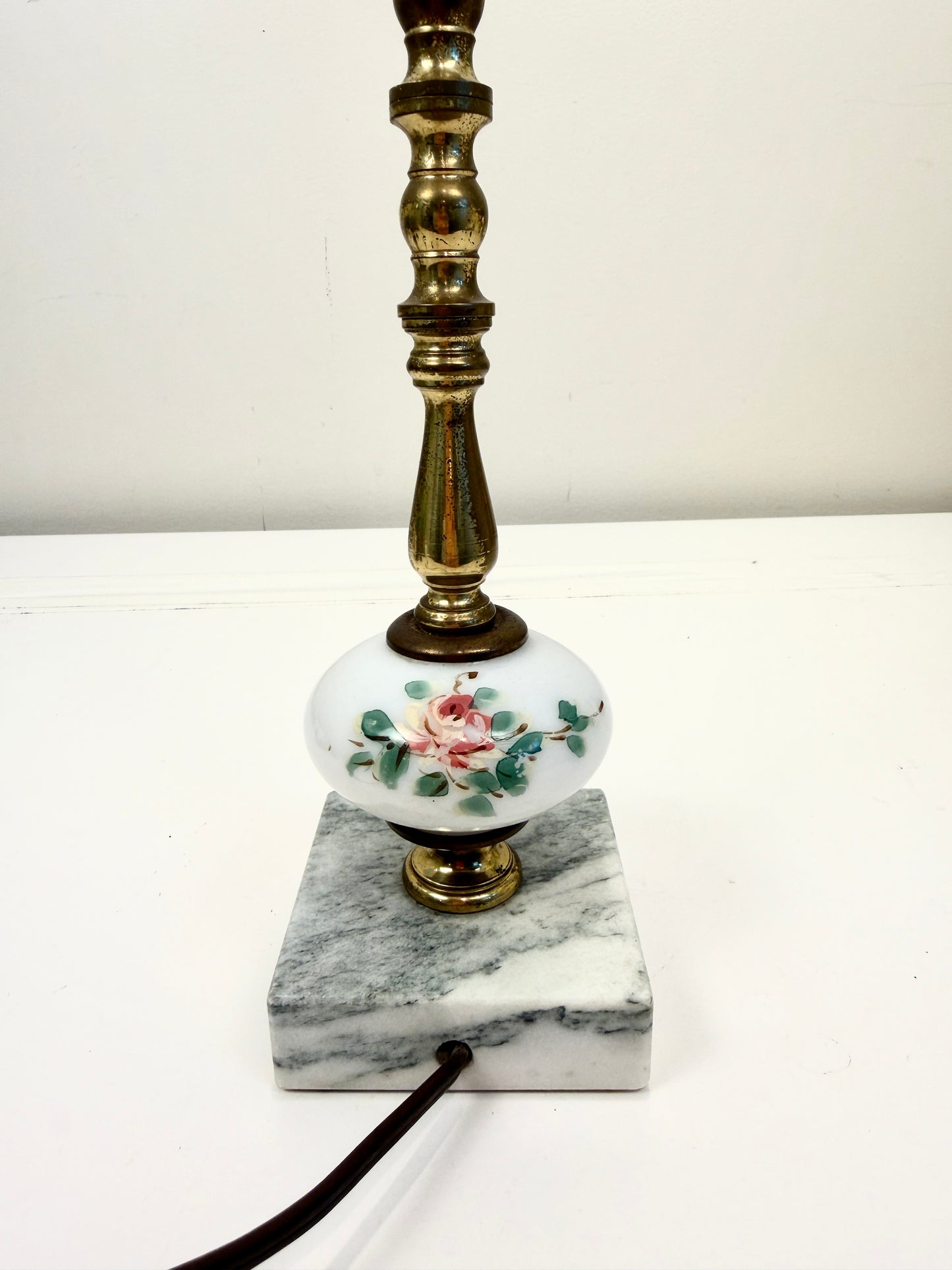 Vintage Lamp on Brass Column with Marble Base