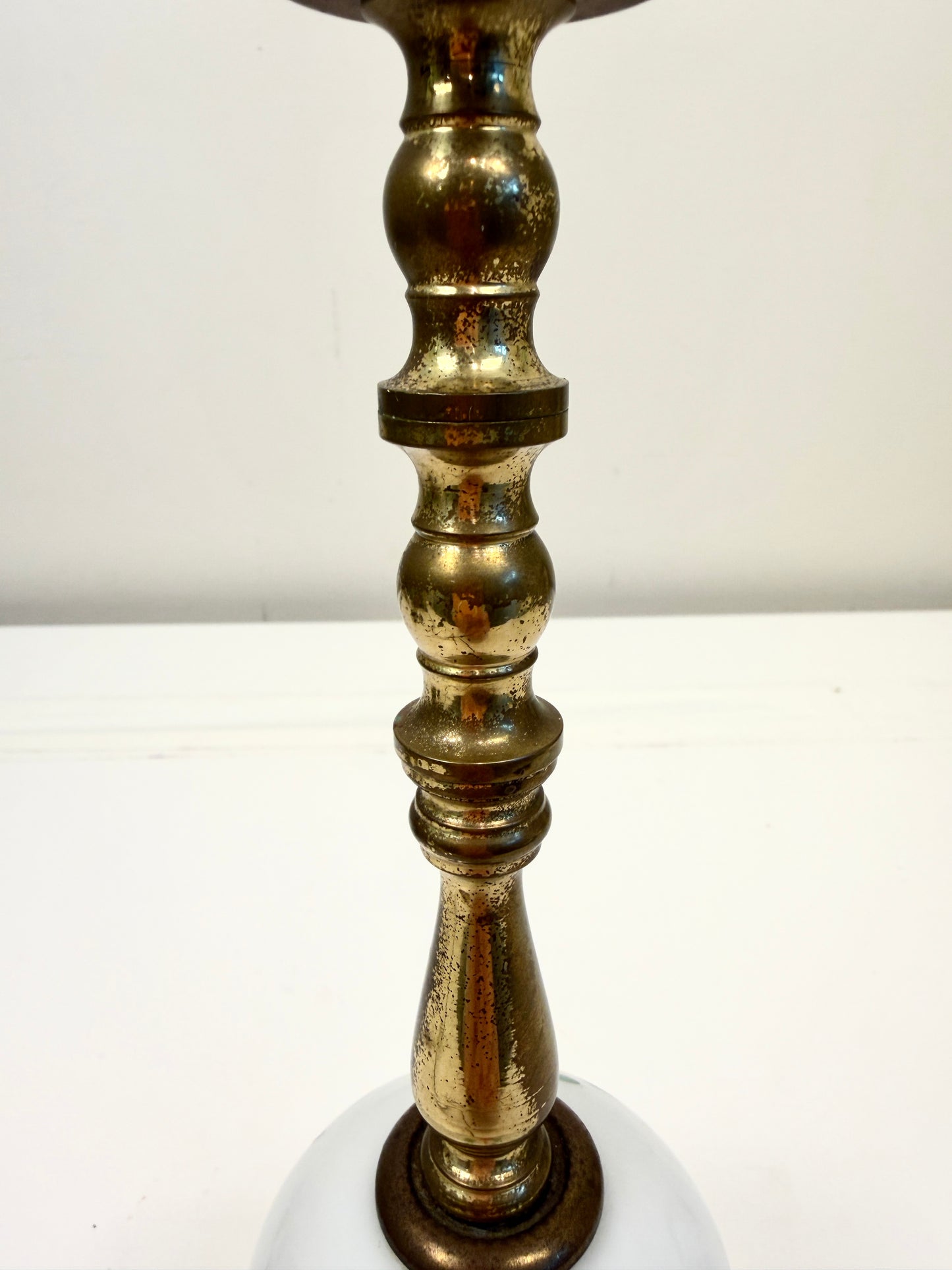 Vintage Lamp on Brass Column with Marble Base