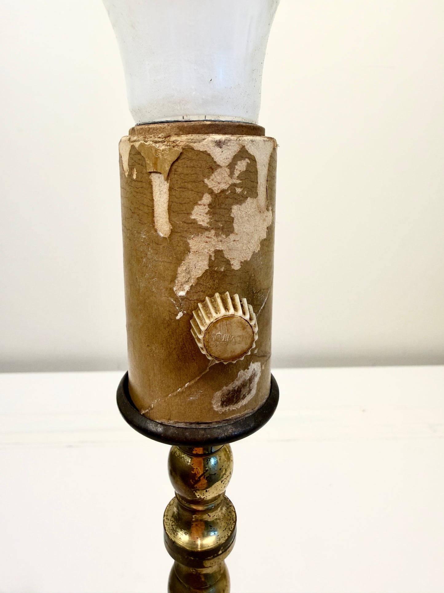 Vintage Lamp on Brass Column with Marble Base