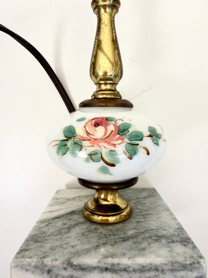 Vintage Lamp on Brass Column with Marble Base