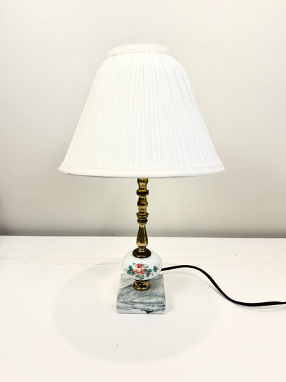 Vintage Lamp on Brass Column with Marble Base