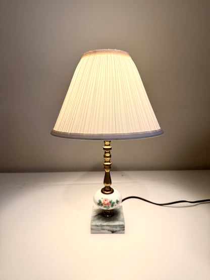 Vintage Lamp on Brass Column with Marble Base