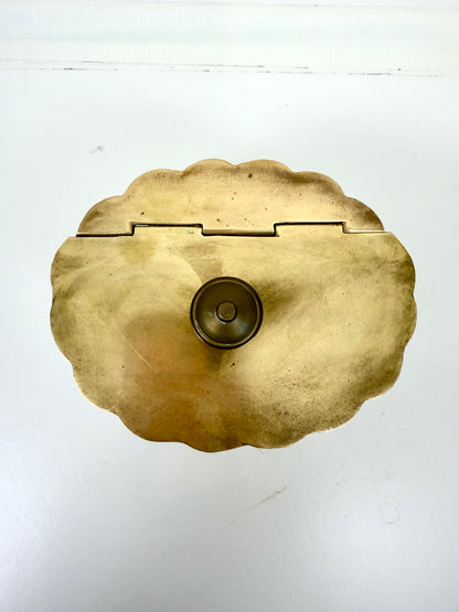 Vintage Etched Brass Oval Box with Hinged Lid