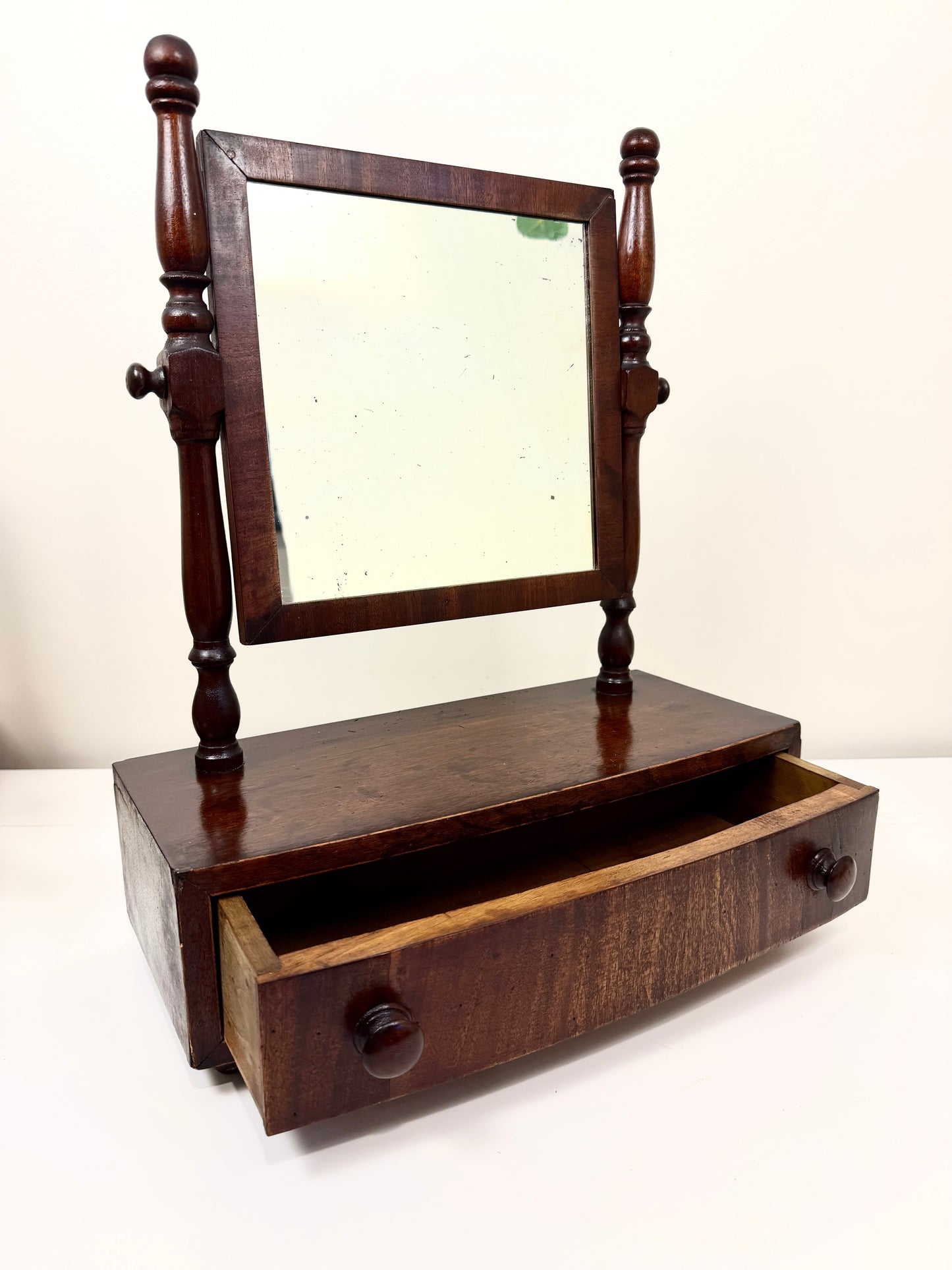 Antique Tilt Mirror with Drawer