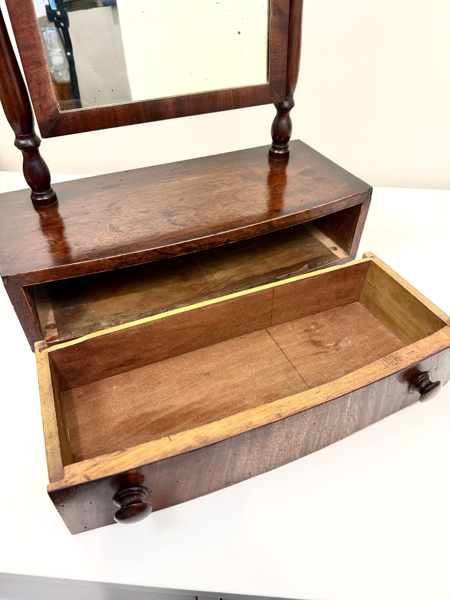 Antique Tilt Mirror with Drawer