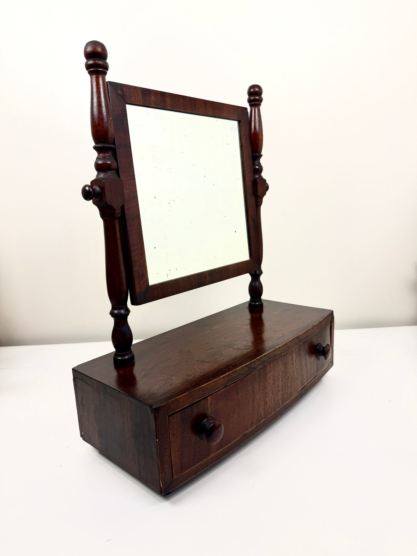 Antique Tilt Mirror with Drawer